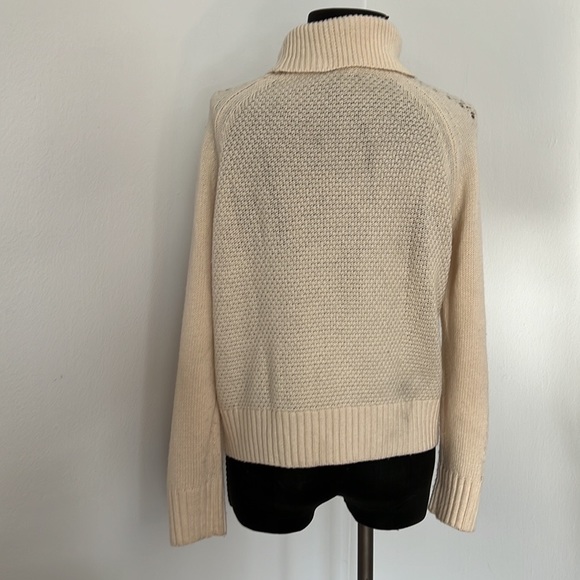 J.Crew Ruffle Front Cable Knit Turtleneck Sweater Size Small - Picture 6 of 9